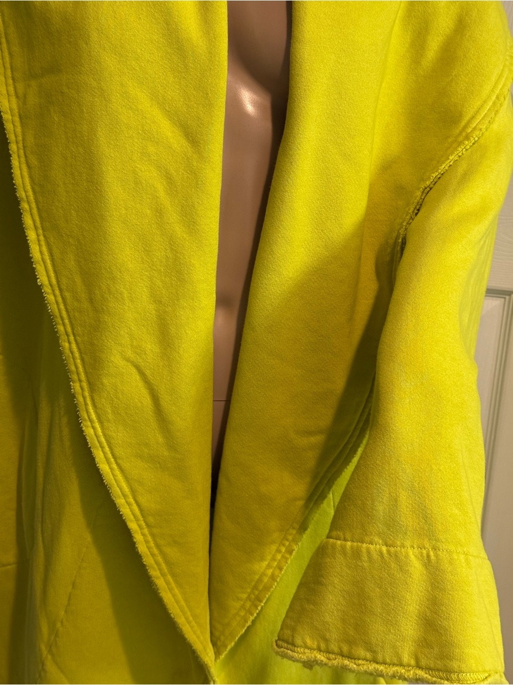 Bryn Walker Long Wrap Coat XL Chartreuse Shawl Collar Bamboo Organic Cotton - Picture 5 of 15